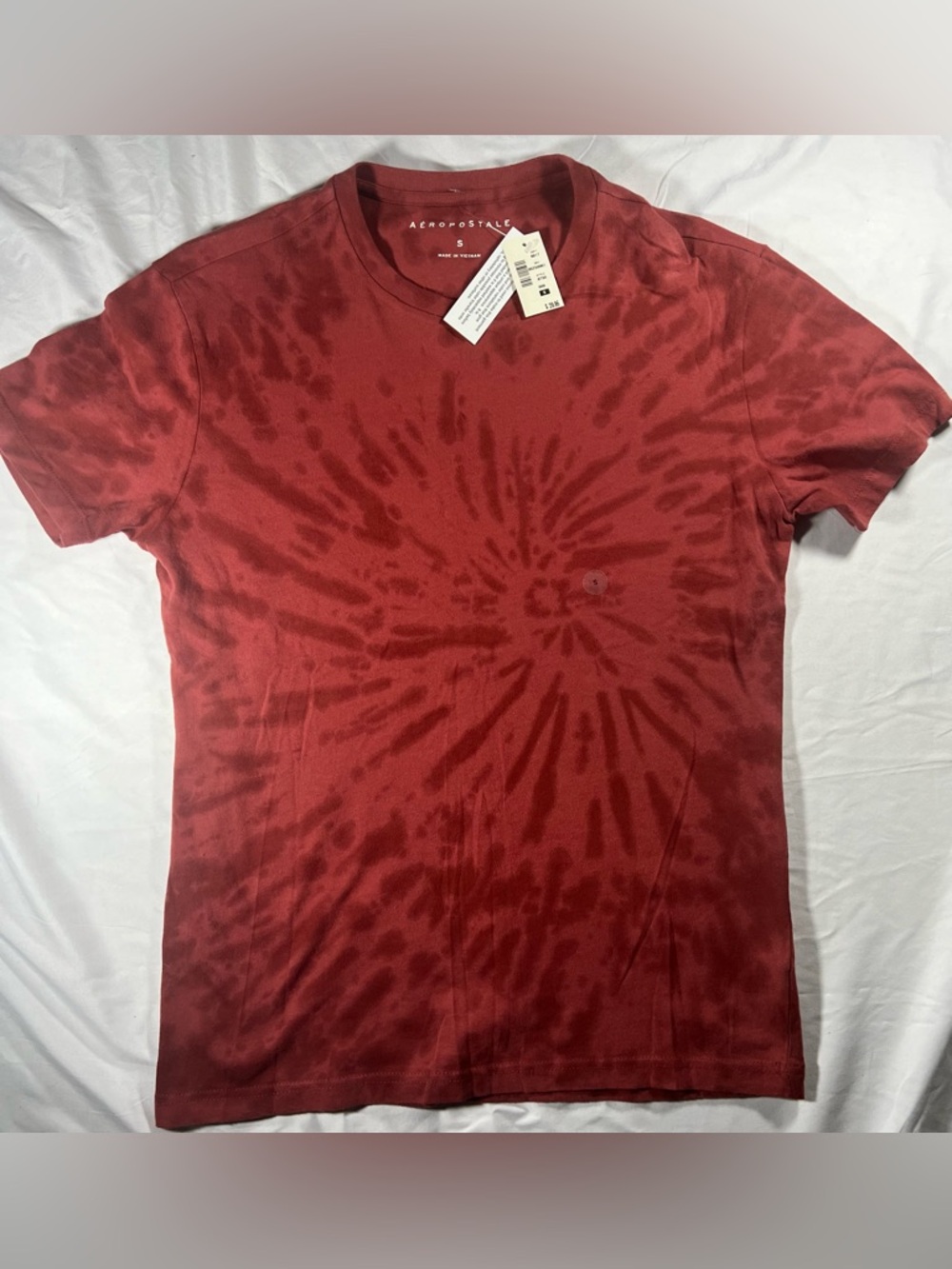 Aeropostale Men's Maroon Tie-Dye Crew Neck Short Sleeve Tee